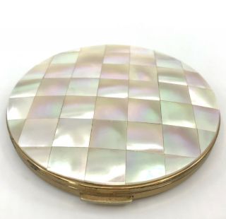 Stratton Powder Compact Convertible MOP 1950s Mother of Pearl Signed Puff Sifter 5
