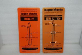 Vintage Braniff Intl.  727 And 727/200 Emergency Information Cards - Circa 1970s