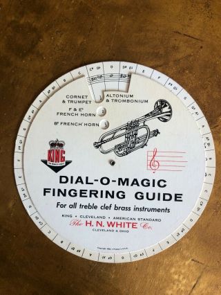 Dial O Magic Fingering Guide Treble Clef Brass Instruments Hn White 1954