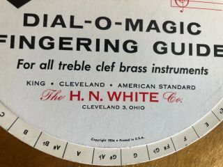 Dial O Magic Fingering Guide Treble Clef Brass Instruments HN White 1954 3