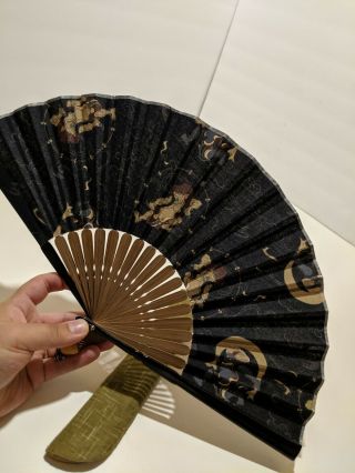 Authentic Vintage Japanese Hand Painted Demon Lord Fan - With Cover