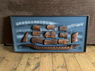 Witco Wilrongo 3d Viking Ship Mid Century Modern Art Signed