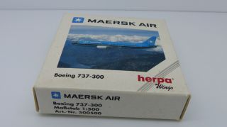 Herpa Wings 1:500 500500 Maersk Air Boeing 737 - 300 Plane Toy Star Airplane Boxed