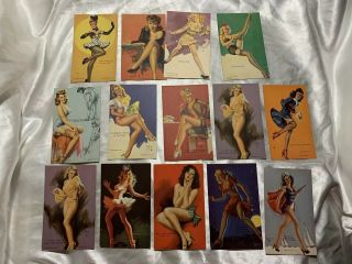 14 Vintage Uncirculated Mutoscope Arcade Pinup Girl Cards 1940 S Semi - Nude Lady