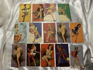 14 Vintage Uncirculated Mutoscope Arcade Pinup Girl Cards 1940 s semi - nude Lady 2