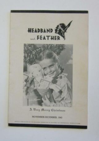 Oklahoma Womens Clubs Tulsa Publication Headband And Feather Christmas 1942