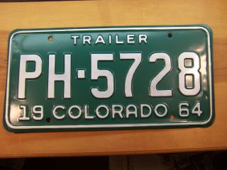 Ph 5728 = Nos 1964 Colorado Trailer License Plate $4.  00 In Us