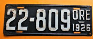 Vintage 1926 Oregon State License Plate - As Pictured