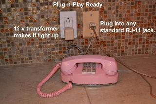 Western Electric Pink Princess Telephone - Lights Up - Plug - n - Play Ready 2