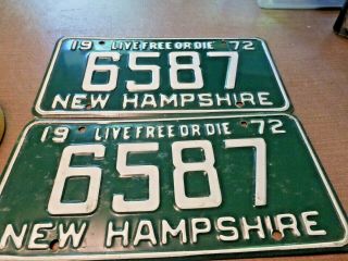 Hampshire License Plate 1972 Set
