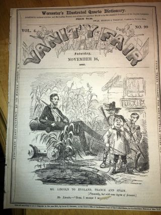 11/16/ 1861 Rare Vanity Fair Civil War Newspaper President Abraham Lincoln