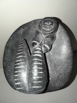 Inuit Carving Soapstone Mother And Child 2