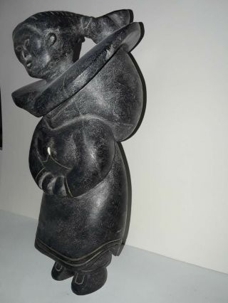 Inuit Carving Soapstone Mother And Child 4