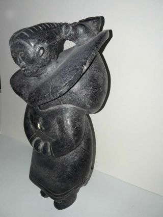 Inuit Carving Soapstone Mother And Child 7