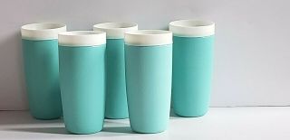 Vintage Bolero Therm - O - Ware Plastic Tumblers Set Of 5 Turquoise