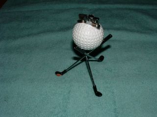 Vintage Lighter Golf Ball With Clubs Cast Metal
