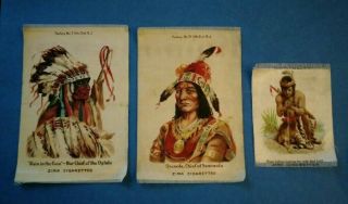 3 Old Antique Native American Indian Silk Tobacco Advertisement Zira Cigarettes