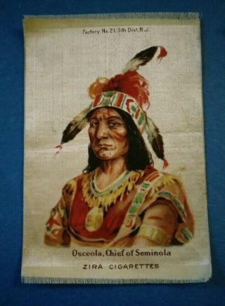3 Old antique Native American Indian silk tobacco advertisement Zira Cigarettes 3