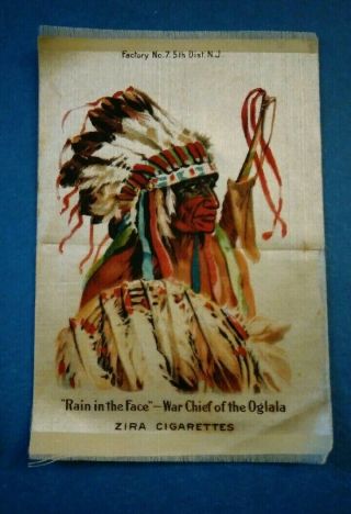 3 Old antique Native American Indian silk tobacco advertisement Zira Cigarettes 4