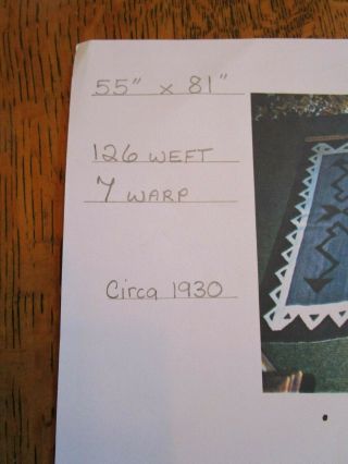 Navajo rug,  crystal pattern circa 1930 large 55 by 81 inches 5