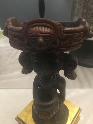 Vintage Terracotta Clay Pottery Aztec Mayan Figure 8” 3