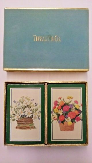 Vintage Tiffany & Co Playing Cards 2 Decks Floral Baskets