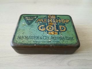 Vintage Mehlhop Gold H.  Knauer & Co.  Altona - Elbe Tobacco Tin Box