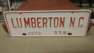 1979 Lumberton North Carolina Nc City License Plate 538