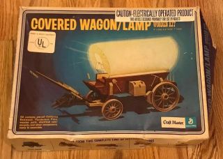 Vintage 1971 General Mills Craft Master Covered Wagon Lamp Wooden Kit