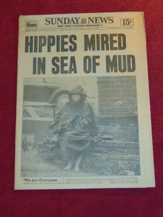 Aug.  17,  1969 Ny Newspaper: Woodstock Hippies; Charles Manson Sharon Tate Murder