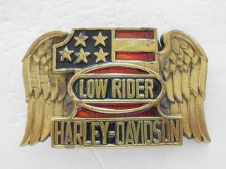 Belt Buckle Harley Davidson Low Rider 1983 Wings Number One Red,  Blue Gold Tone