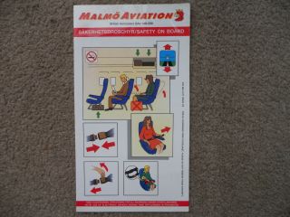 Malmo Aviation British Aerospace Bae 146 200 Airline Safety Card