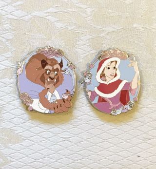 Winter Belle And Beast Pastel Tales Beauty And The Beast Fantasy 2 Pin Set Le75