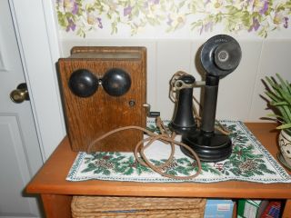 Antique Candlestick Telephone With Ringer Box Switchboard