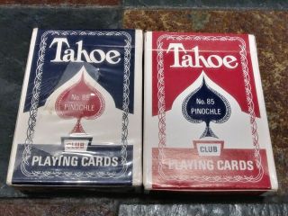Tahoe No 84 No 85poker Playing Cards By Arrco Back No 9 Red Blue
