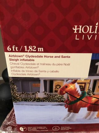 Gemmy Airblown Christmas Inflatable Clydesdale Horse Drawn Sleigh With Santa 2