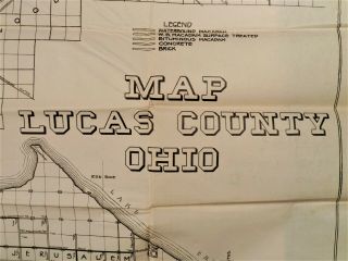 1922 Lucas County Ohio Vintage Area Road Rail Lines Map Toledo Maumee River B