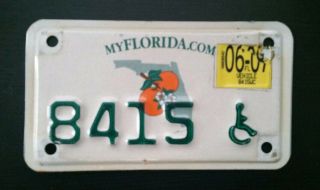2007 Florida Handicap Motorcycle License Plate