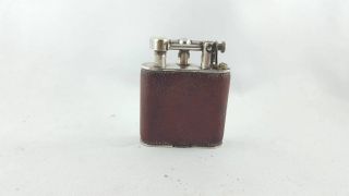Remarkable Dunhill Unique B Silver Plated & Burgundi Leather 1927 Lighter