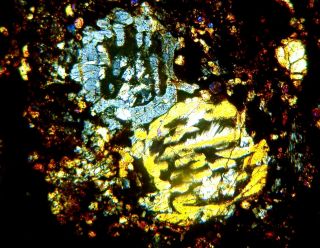 Meteorite NWA 5930 - CV3 Carbonaceous Chondrite Thin Section slide 3