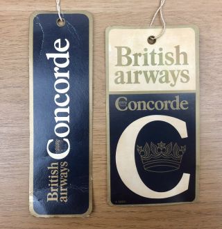 Vintage Concorde British Airways Luggage Tags Cardboard Bag Labels