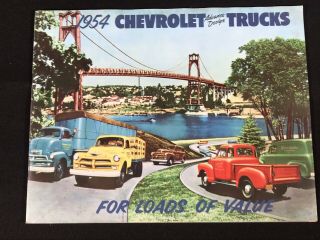 Vtg 1954 Chevrolet Trucks Dealer Sales Brochure Pickup Box Panel Delivery Semi