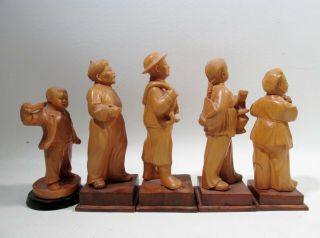 c1970 Chinese Cultural Revolution Group of 5 Hand Carved Boxwood Figurines 10