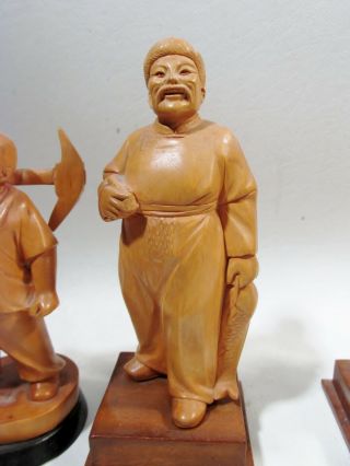 c1970 Chinese Cultural Revolution Group of 5 Hand Carved Boxwood Figurines 4