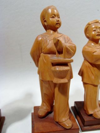 c1970 Chinese Cultural Revolution Group of 5 Hand Carved Boxwood Figurines 5
