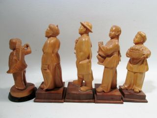 c1970 Chinese Cultural Revolution Group of 5 Hand Carved Boxwood Figurines 7