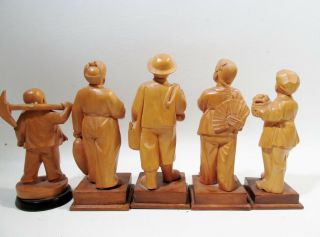 c1970 Chinese Cultural Revolution Group of 5 Hand Carved Boxwood Figurines 8
