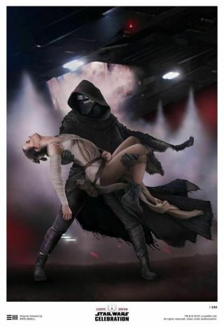 Star Wars Celebration Europe Art Print By Erik Maell - Kylo Ren Abduction Of Rey