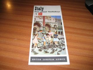 Italy For Your Holiday Vintage Bea British European Airways Leaflet 1960 