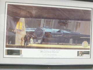 Ralph Mcquarrie Autographed Star Wars A Hope Millenium Falcon W Movie Cel
